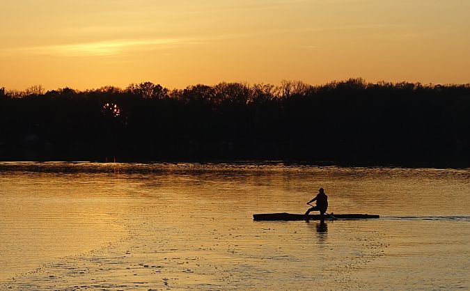 Kanadier im Sonnenuntergang